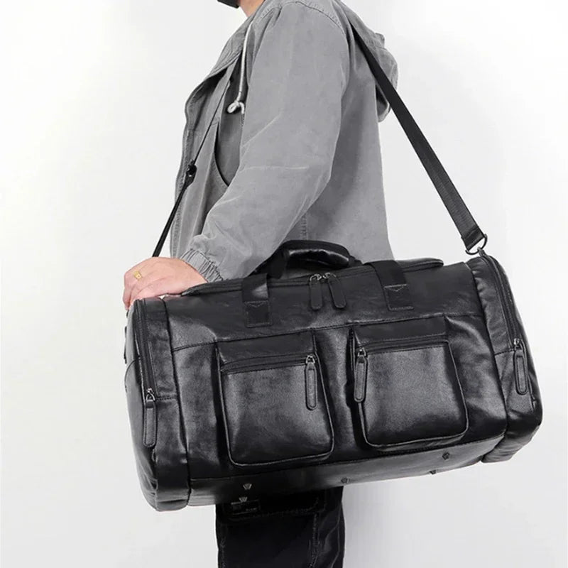 Spacious & Durable Men’s PU Leather Travel Bag