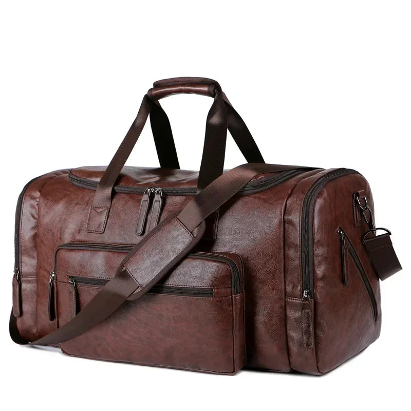 Spacious & Durable Men’s PU Leather Travel Bag