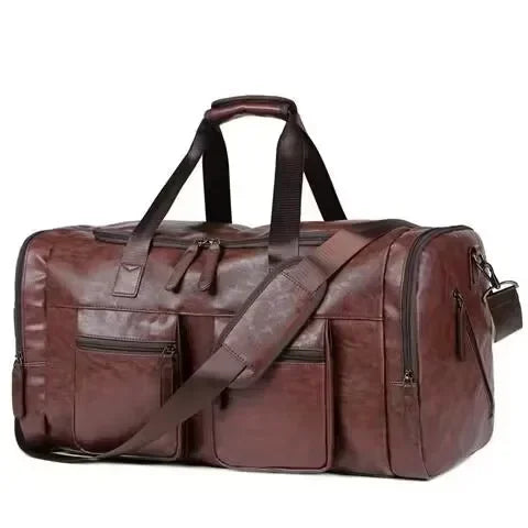 Spacious & Durable Men’s PU Leather Travel Bag