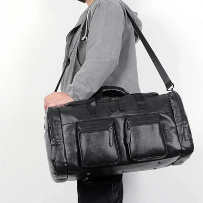Spacious & Durable Men’s PU Leather Travel Bag
