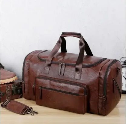 Spacious & Durable Men’s PU Leather Travel Bag