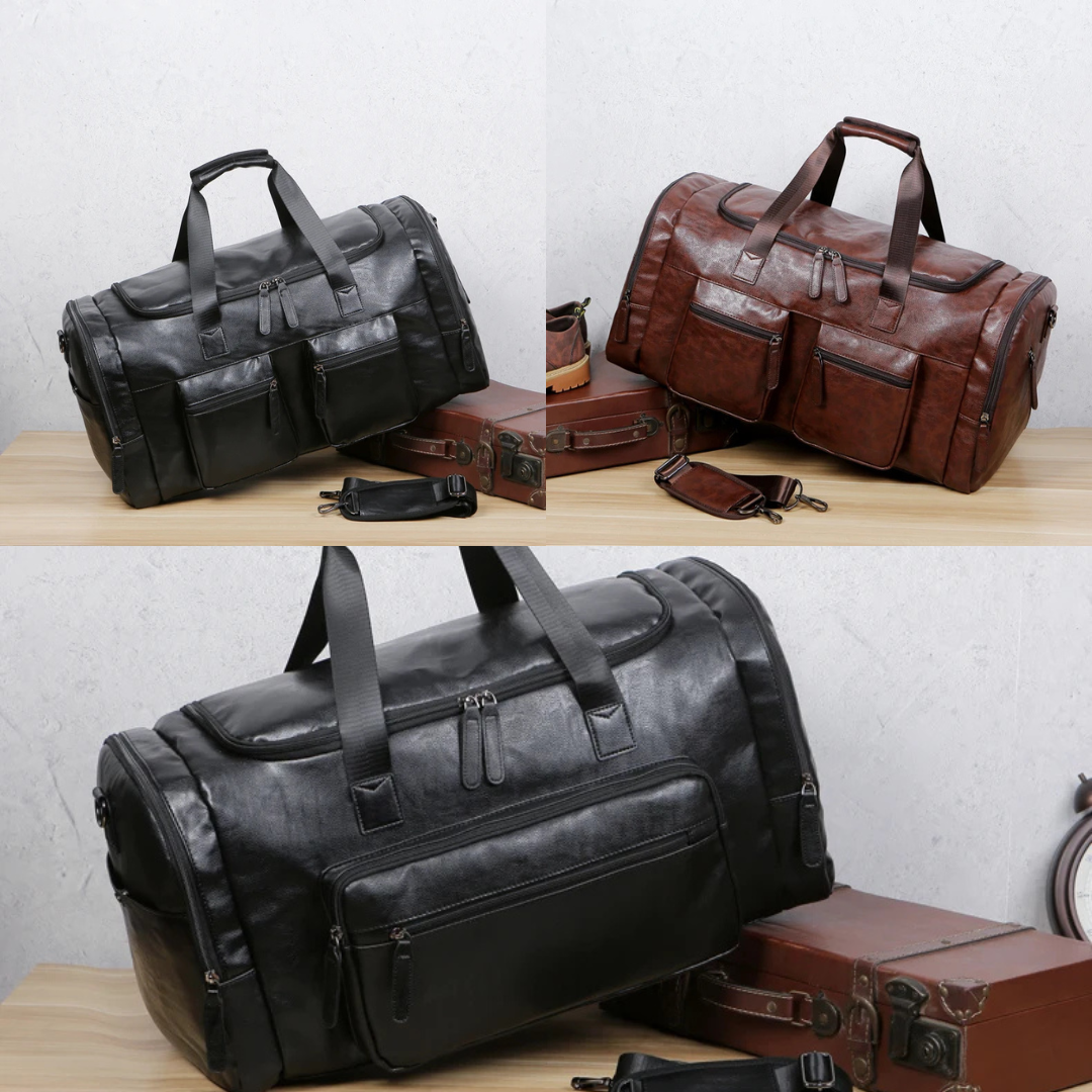 Spacious & Durable Men’s PU Leather Travel Bag