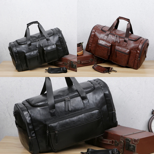 Spacious & Durable Men’s PU Leather Travel Bag